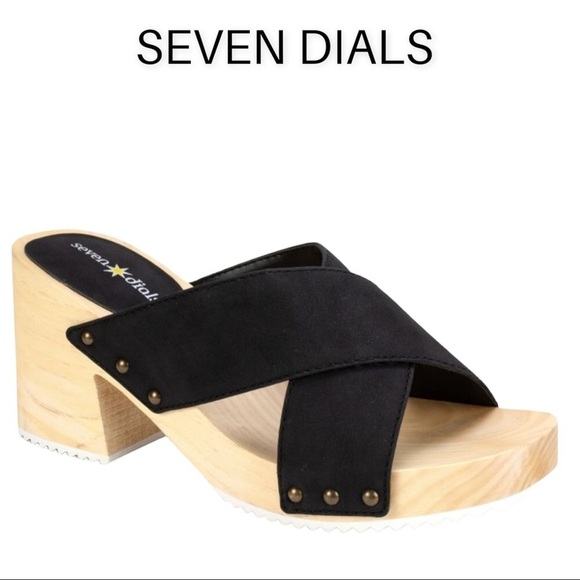 NEW Seven Dials Malta sz 7.5 black platform clog Sandal - Picture 1 of 9